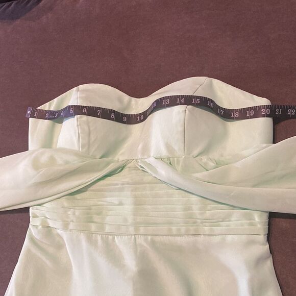 Women’s Full Length Sleeveless Green Chiffon Dress Long Flowing Panels Size 14 - Picture 10 of 12